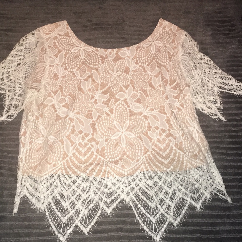 Beige crochet lace top
